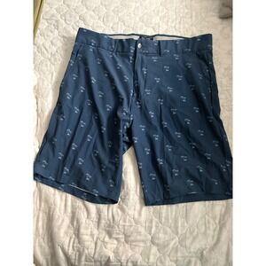 All Day Short Mens 36 Navy Blue Palm Tree 4-Way Stretch Hybrid Golf Shorts 9 Ins